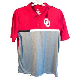 Oklahoma Sooners Fanatics Men's Color Block‎ Polo - Crimson/Heathered Gray XL